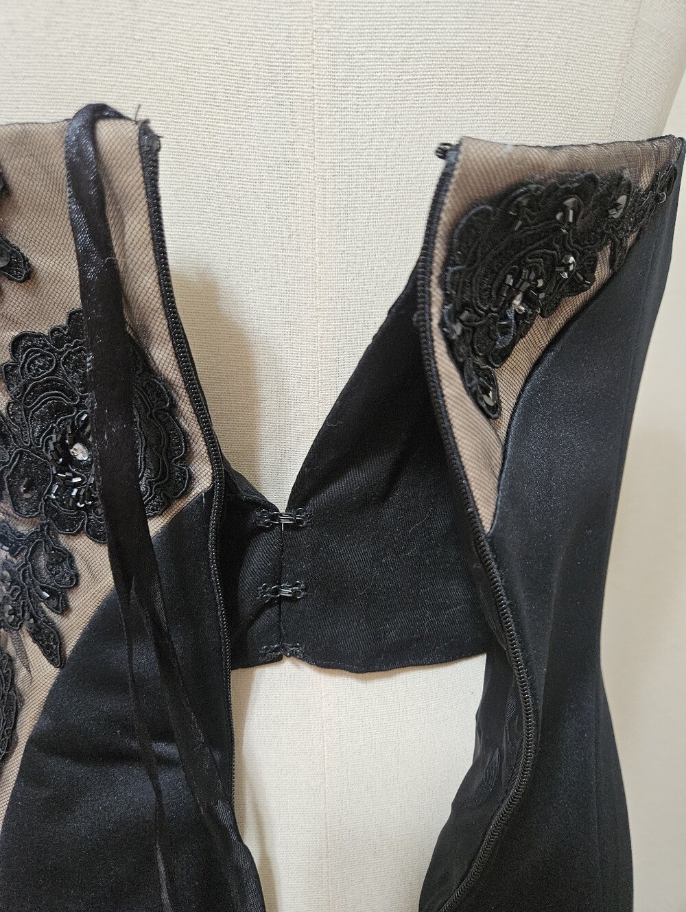 Cache Black Strapless Sequin Floral Mesh Mermaid Evening Gown Dress 8 - Picture 7 of 16